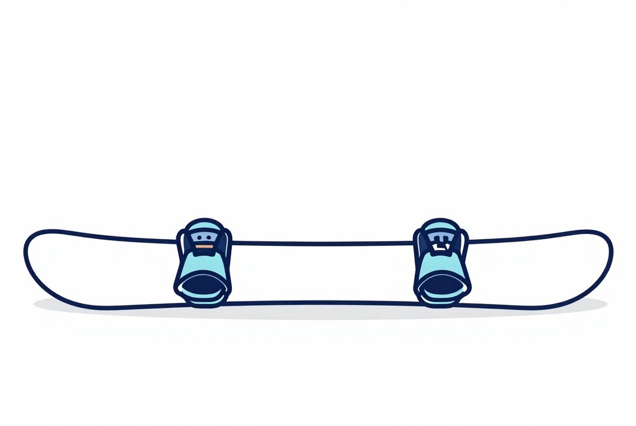 Top-down snowboard with front and back angle markers